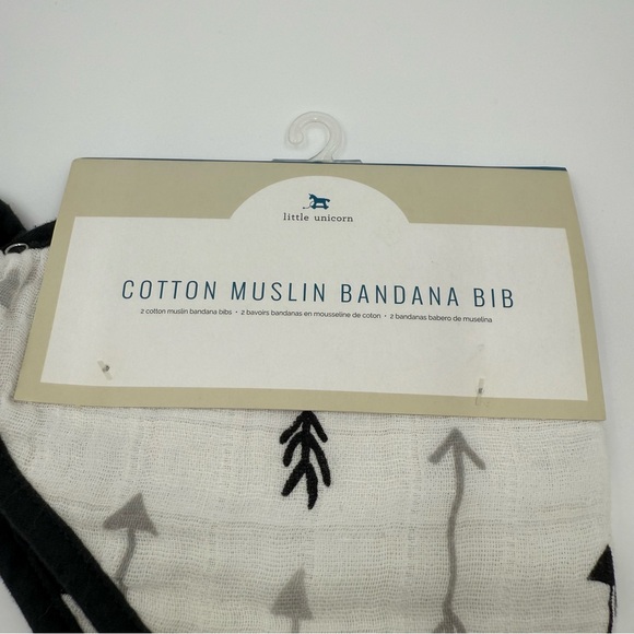 little unicorn Set of 2 cotton muslin bandana baby bib black & white infant - 3T - Picture 2 of 7